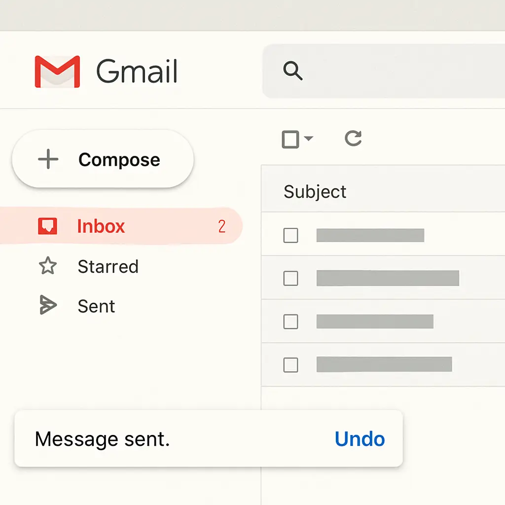 Gmail interface with unsend option